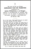 Adrianus van de Wijdeven ev Josina Wilhelmina van den Dungen \F34565